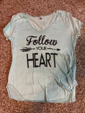 Follow Your Heart Mint V-Neck Tee